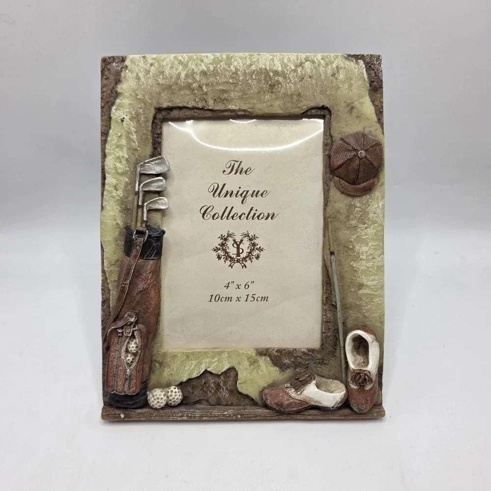 Golf Themed 4x6 Photo Frame Golfer Picture Frame Golf Clubs Hat Shoes Desk Decor
